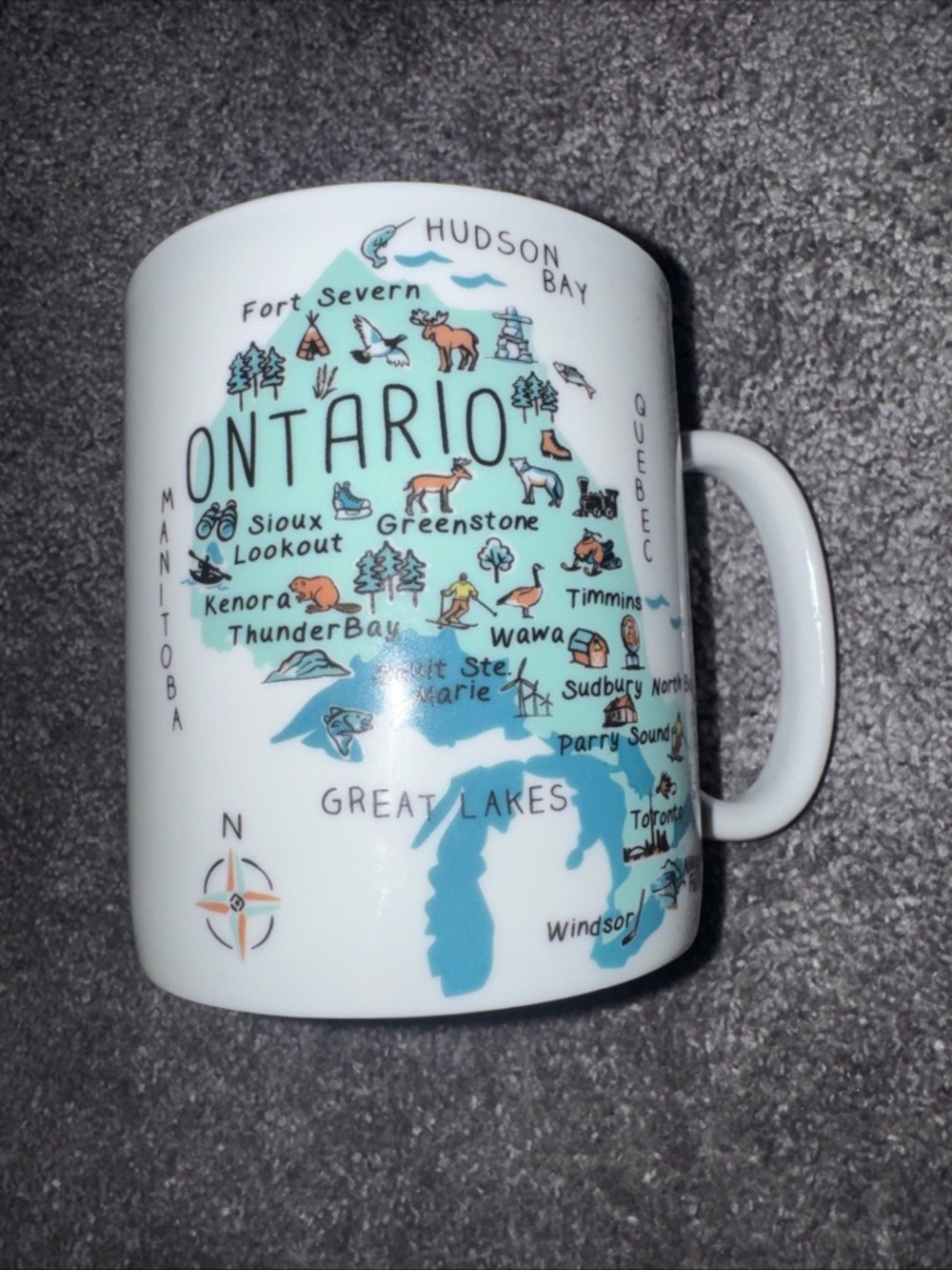 Ontario Mug / My Place / 222 Fifth / Porcelain / 27 oz. Jumbo Size / Canada